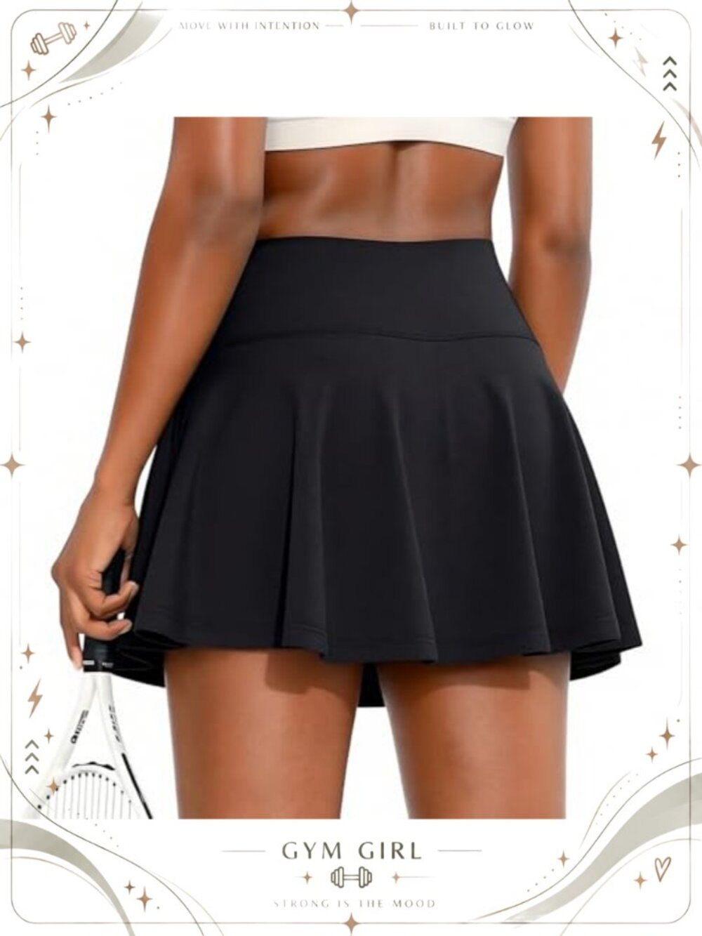 High Waisted Pleated Tennis Skort with Pockets Built-in Shorts Polyester Spandex